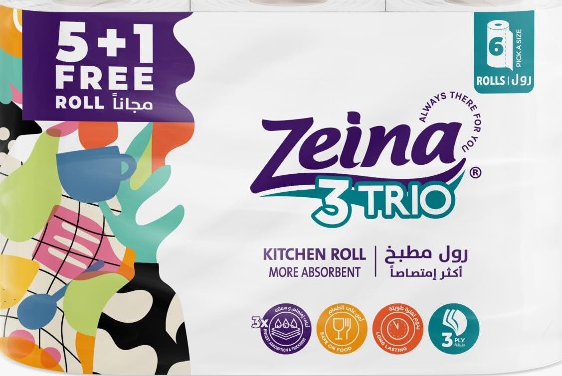 زينة  مناديل مطبخ تريو  6رول