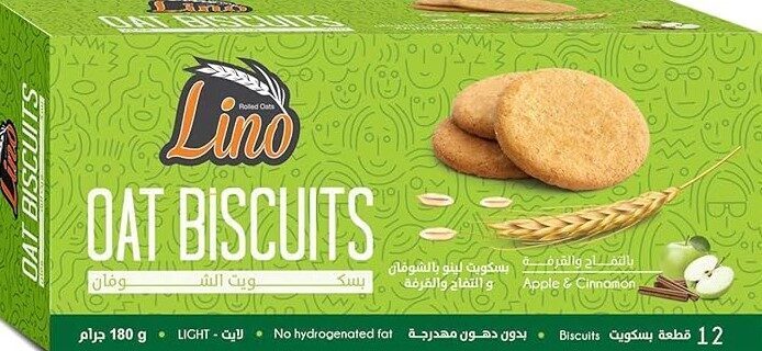 لينو بسكويت شوفان تفاح و قرفة 180جم