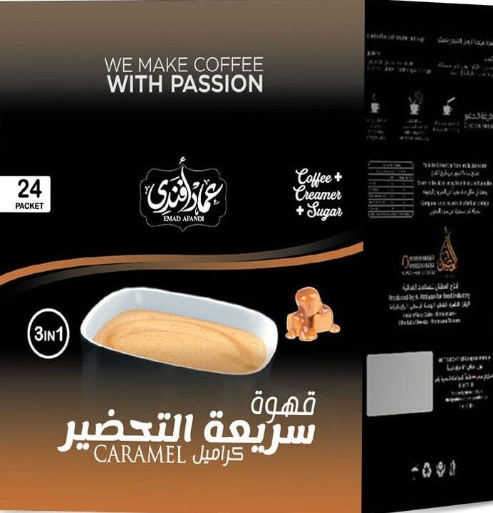 عماد افندى كوفى ميكس كراميل 3*1علبة 24قطعة